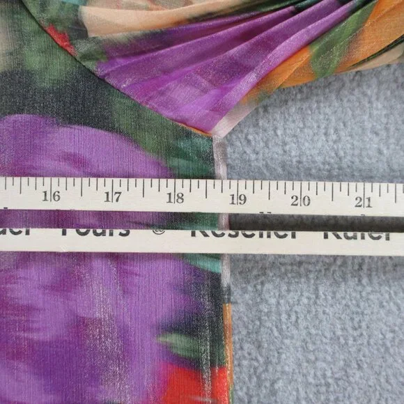 UNGARO Ariel Foiled Garden Blouse Womens XS Apricot Multi Floral Print NWT $595 - Picture 9 of 11